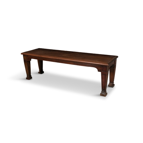 451 - A PAIR OF GEORGE IV OAK LONG BENCHES  of oblong shape on square tapering legs with block feet 46cm h... 