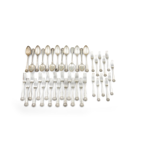 459 - A COMPOSED SUITE OF 19TH CENTURY SILVER KINGS PATTERN FLATWARE  various dates and makers, mostly Lon... 