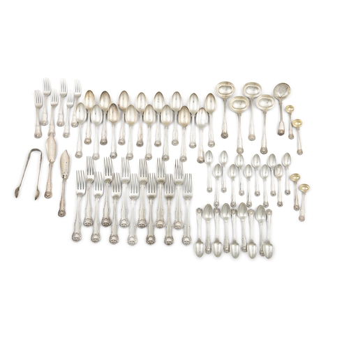 459 - A COMPOSED SUITE OF 19TH CENTURY SILVER KINGS PATTERN FLATWARE  various dates and makers, mostly Lon... 