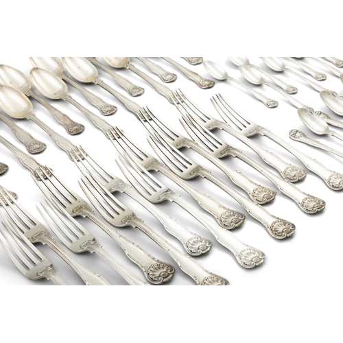 459 - A COMPOSED SUITE OF 19TH CENTURY SILVER KINGS PATTERN FLATWARE  various dates and makers, mostly Lon... 