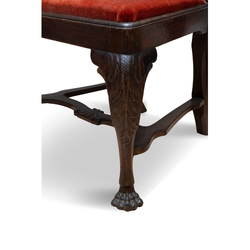 465 - A PAIR OF IRISH GEORGE II MAHOGANY SIDE CHAIRS CIRCA 1750,   the waved crest rails accentuated with ... 