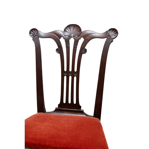 465 - A PAIR OF IRISH GEORGE II MAHOGANY SIDE CHAIRS CIRCA 1750,   the waved crest rails accentuated with ... 