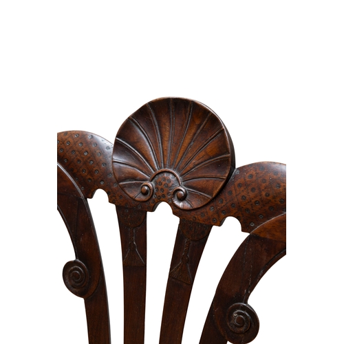 465 - A PAIR OF IRISH GEORGE II MAHOGANY SIDE CHAIRS CIRCA 1750,   the waved crest rails accentuated with ... 