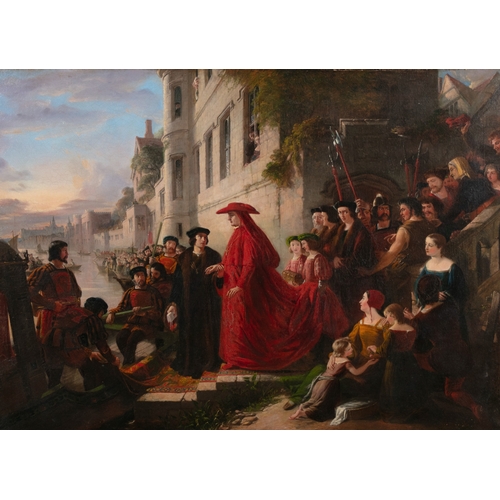 474 - SAMUEL WEST (1810-1867) Cardinal Wolsey leaving London after his Disgrace Signed 'S.West' Oil on can... 