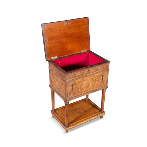 477 - A NORTH ITALIAN SATINWOOD AND MARQUETRY CASKET SHAPED WRITING TABLE 18TH CENTURY,   in the manner of... 