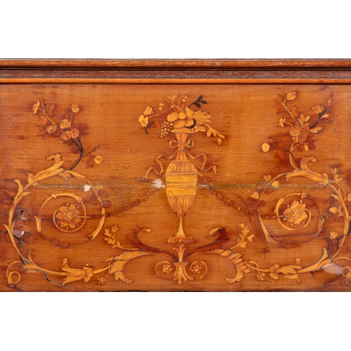 477 - A NORTH ITALIAN SATINWOOD AND MARQUETRY CASKET SHAPED WRITING TABLE 18TH CENTURY,   in the manner of... 