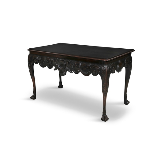 485 - AN IRISH GEORGE II MAHOGANY SIDE TABLE CIRCA 1750,   the solid rectangular top with thumb moulded ed... 