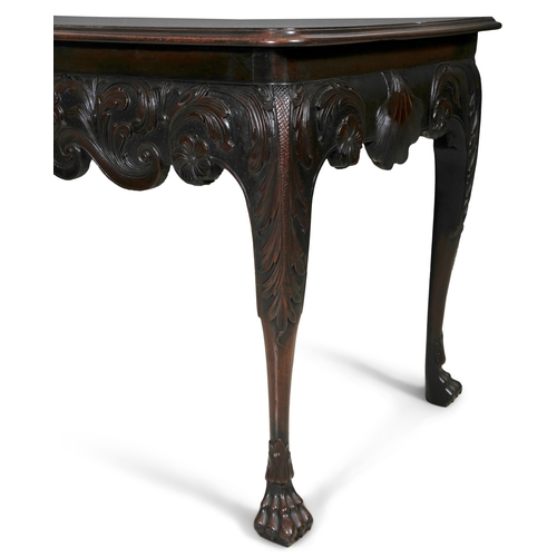 485 - AN IRISH GEORGE II MAHOGANY SIDE TABLE CIRCA 1750,   the solid rectangular top with thumb moulded ed... 