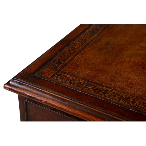 490 - A GEORGE IV MAHOGANY TWIN PEDESTAL PARTNER'S DESK,   of rectangular form with tooled brown leather i... 