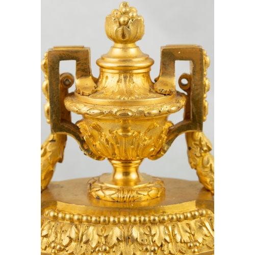 493 - A 19TH CENTURY ORMOLU MANTLE CLOCK BY CHARLES TAYLOR & SON, PARIS & BRISTOL   surmounted by a urn fi... 