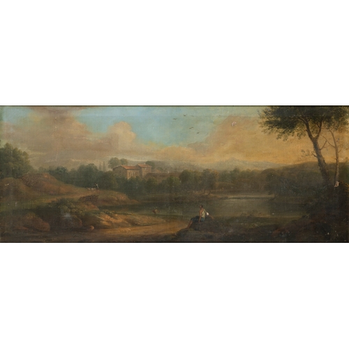 495 - AFTER CLAUDE LORRAIN Two Capriccio views with indistinct signature ‘ C.Lorrain’ (centre right) Oil o... 