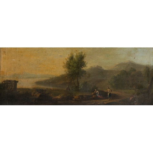 495 - AFTER CLAUDE LORRAIN Two Capriccio views with indistinct signature ‘ C.Lorrain’ (centre right) Oil o... 