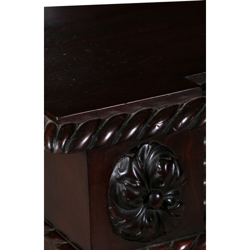 496 - AN IRISH REGENCY CARVED MAHOGANY SERVING TABLE CORK CIRCA 1815,   of rectangular form, the breakfron... 