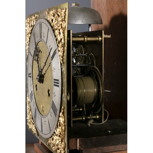 518 - A WALNUT VENEERED LONGCASE CLOCK,   signed 'Jonathan Lowndes, in Pall Mall London', the glazed squar... 