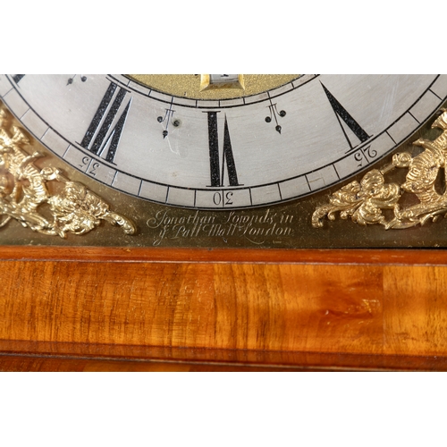 518 - A WALNUT VENEERED LONGCASE CLOCK,   signed 'Jonathan Lowndes, in Pall Mall London', the glazed squar... 