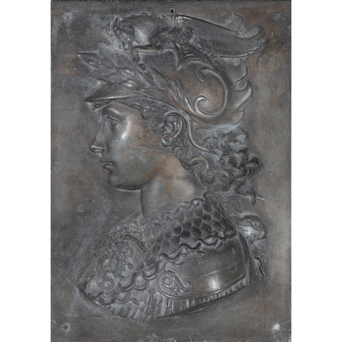 521 - AFTER ANDREA DEL VERROCCHIO, 19TH CENTURY  'Scipione l'Africano', a pair of bronzed bas-relief panel... 