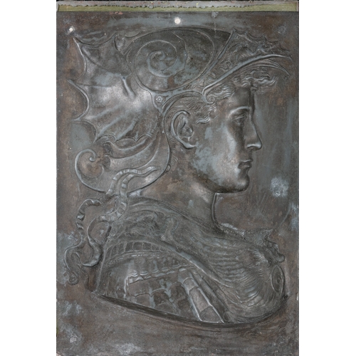 521 - AFTER ANDREA DEL VERROCCHIO, 19TH CENTURY  'Scipione l'Africano', a pair of bronzed bas-relief panel... 