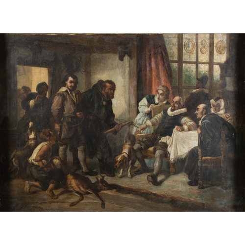 530 - ENGLISH SCHOOL 19TH CENTURY A Prisoner Brought Before A Magistrate Oil on canvas, 74 x 101cm