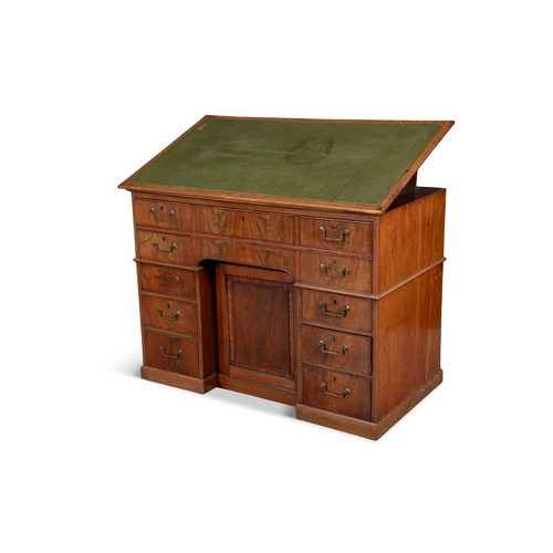 540 - A GEORGE IV PALE MAHOGANY LARGE KNEE HOLE SECRETAIRE DESK BY GILLOWS,   the rectangular adjustable r... 