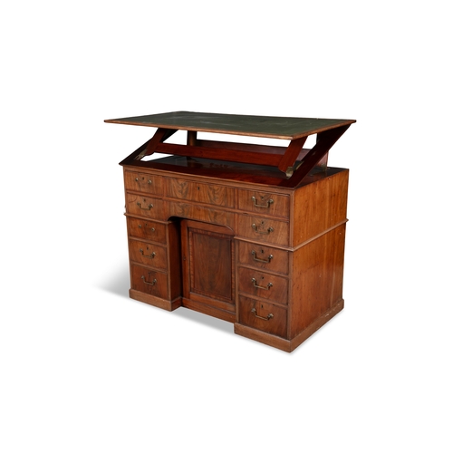 540 - A GEORGE IV PALE MAHOGANY LARGE KNEE HOLE SECRETAIRE DESK BY GILLOWS,   the rectangular adjustable r... 