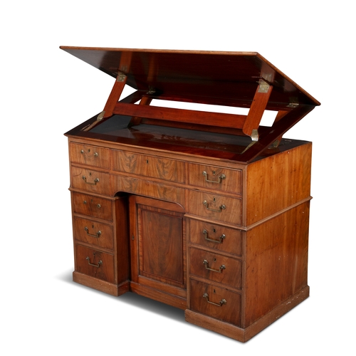 540 - A GEORGE IV PALE MAHOGANY LARGE KNEE HOLE SECRETAIRE DESK BY GILLOWS,   the rectangular adjustable r... 