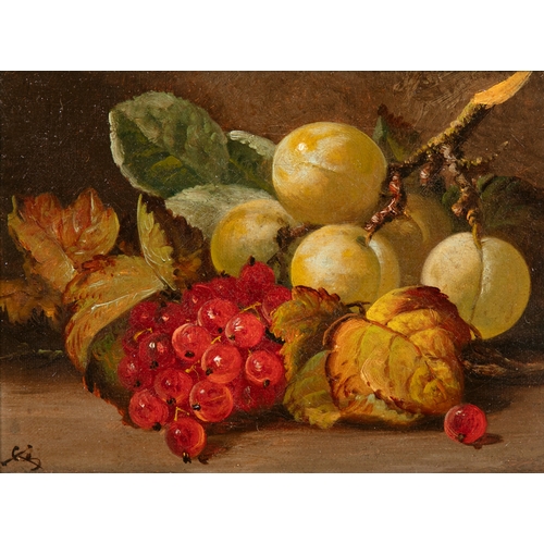 558 - VICTORIAN SCHOOL Small Still Life Studies of Fruit Signed with monogram Oils on canvas, a pair, each... 