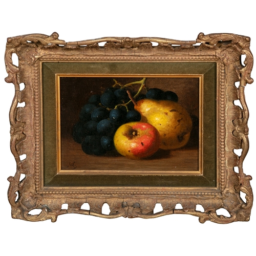 558 - VICTORIAN SCHOOL Small Still Life Studies of Fruit Signed with monogram Oils on canvas, a pair, each... 