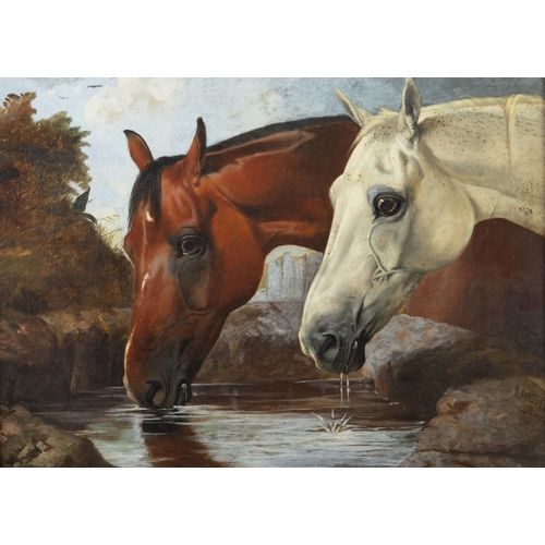 560 - JOHN ARNOLD WHEELER (1821-1903)  Horses Watering by a Pool Signed Oil on canvas, 46 x 61cm  Provenan... 