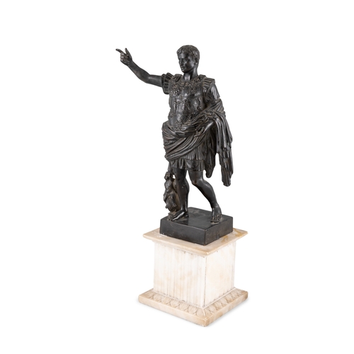 573 - AN ITALIAN BRONZE FIGURE OF EMPEROR AUGUSTUS OF PRIMAPORTA, AFTER THE ANTIQUE 19TH CENTURY   standin... 