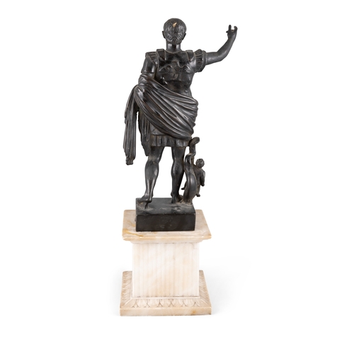 573 - AN ITALIAN BRONZE FIGURE OF EMPEROR AUGUSTUS OF PRIMAPORTA, AFTER THE ANTIQUE 19TH CENTURY   standin... 