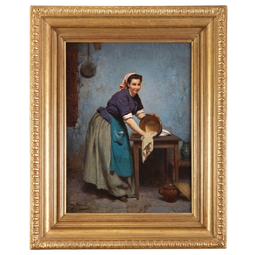 586 - CHARLES MOREAU (FRENCH 1830 - 1891) Kitchen Maid  Signed lower right Oil on board, 40 x 30cm