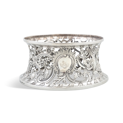 603 - A LARGE IRISH GEORGE III SILVER CHINOISERIE DISH RING,   Dublin 1772, maker's mark of Matthew West, ... 