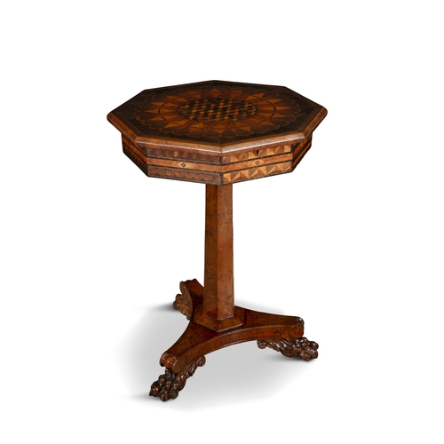 604A - A FINE VICTORIAN SPECIMEN WOOD PARQUETRY WORK TABLE ATTRIBUTED TO RALPH TURNBULL JAMAICA 19TH CENTUR... 