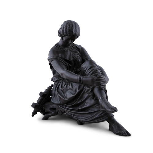 620 - JEAN JACQUES PRADIER (FRENCH 19TH CENTURY) A bronze figure of a seated young lady Signed 23cm high