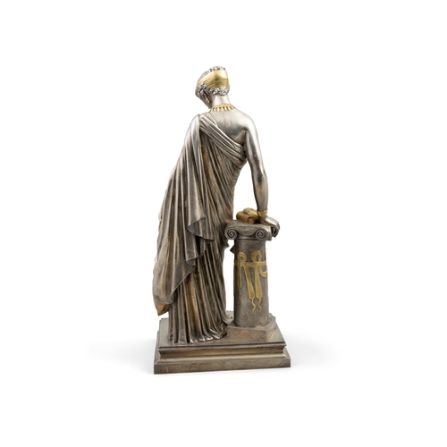 623 - JEAN-JACQUES PRADIER (1790 - 1852)  Sappho  Silvered and gilt bronze, 47cm high  Signed and dated 18... 