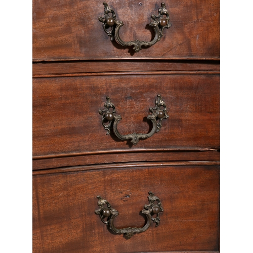 629 - A GEORGE III MAHOGANY SERPENTINE DRESSING CHEST CIRCA 1770,   the moulded top above four graduated d... 