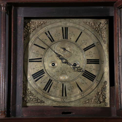 631 - AN IRISH GEORGE III MAHOGANY LONG CASE CLOCK BY JOHN CRAMPTON OF DUBLIN  the rectangular hood, the b... 