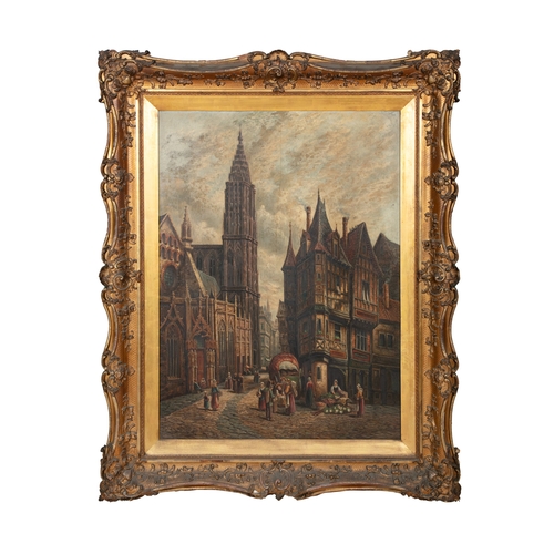 648 - AUGUSTUS BENTLEY (19TH CENTURY) Strasbourg and Normandy Street Scenes  Signed; and inscribed verso A... 