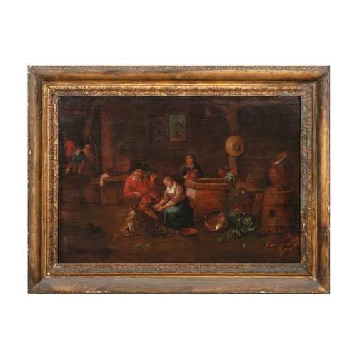 650 - MANNER OF DAVID TENIERS THE YOUNGER, 17TH CENTURY Figures Outside an Inn Oil on canvas, 53.5 x 77cm