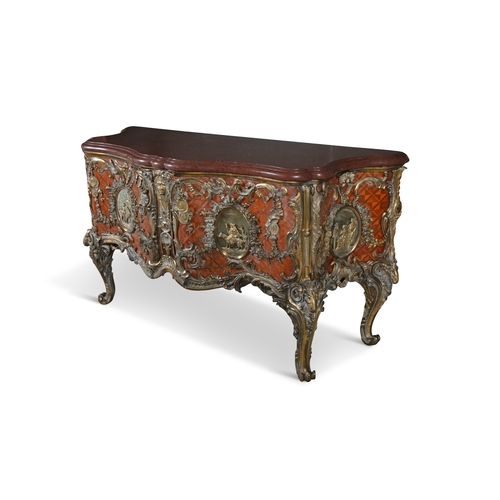 651 - A FRENCH ORMOLU-MOUNTED TULIPWOOD KINGWOOD AND PARQUETRY COMMODE AFTER THE MODEL DESIGNED BY THE SLO... 