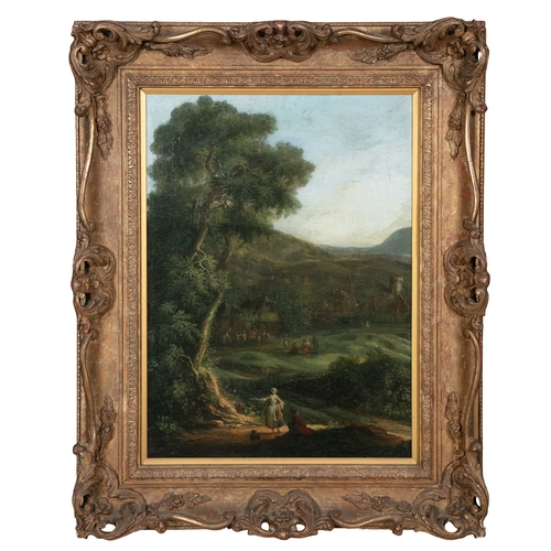 669 - ATTRIBUTED TO H. J. VAN BLARENBERGHE Wooded Landscape with Figures Oil on canvas, 40 x 30cm