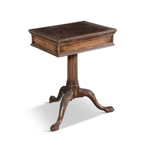 701 - A GEORGE III MAHOGANY WRITING TABLE MID 18TH CENTURY,   the rectangular top with leather inset on a ... 