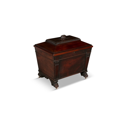 743 - A WILLIAM IV MAHOGANY LARGE CELLARETTE CIRCA 1830,   the hinged top enclosing a fitted interior rais... 