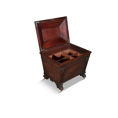 743 - A WILLIAM IV MAHOGANY LARGE CELLARETTE CIRCA 1830,   the hinged top enclosing a fitted interior rais... 