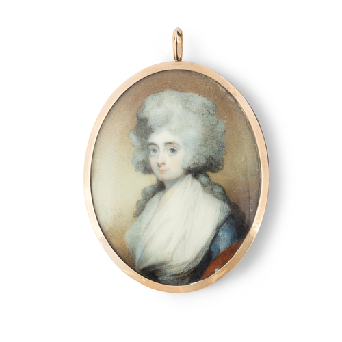 100 - HORACE HONE (1754 - 1825)  Portrait of Mrs Langford Kil  Signed with initials  Watercolour, 7cm high... 