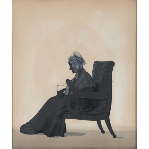 101 - VICTORIAN SCHOOL  'Lady Mary Keith' Painted silhouette portrait, 24.5 x 21cm Inscribed verso;  toget... 