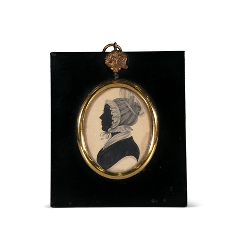 101 - VICTORIAN SCHOOL  'Lady Mary Keith' Painted silhouette portrait, 24.5 x 21cm Inscribed verso;  toget... 