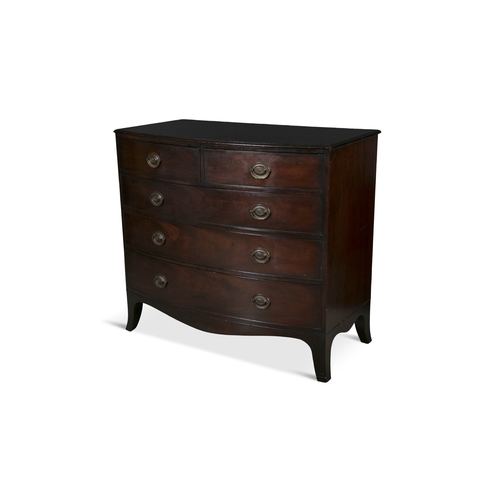 112 - A MAHOGANY BOW FRONT CHEST OF DRAWERS 19TH CENTURY,   the top with moulded edge, above two short and... 