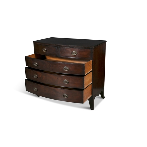 112 - A MAHOGANY BOW FRONT CHEST OF DRAWERS 19TH CENTURY,   the top with moulded edge, above two short and... 