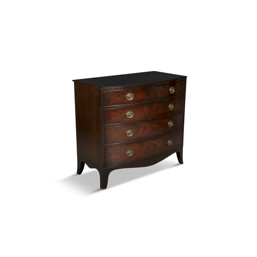 113 - A MAHOGANY BOW FRONT CHEST OF DRAWERS 19TH CENTURY,   the top with moulded edge, above two short and... 